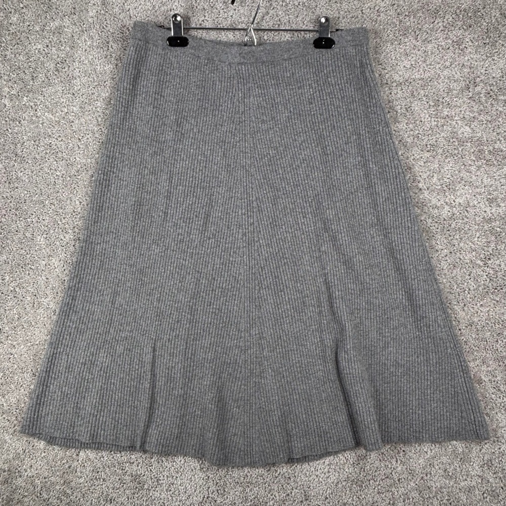 Banana Republic Gray Merino Wool Cashmere Ribbed A-Line Knit Skirt Womens Large